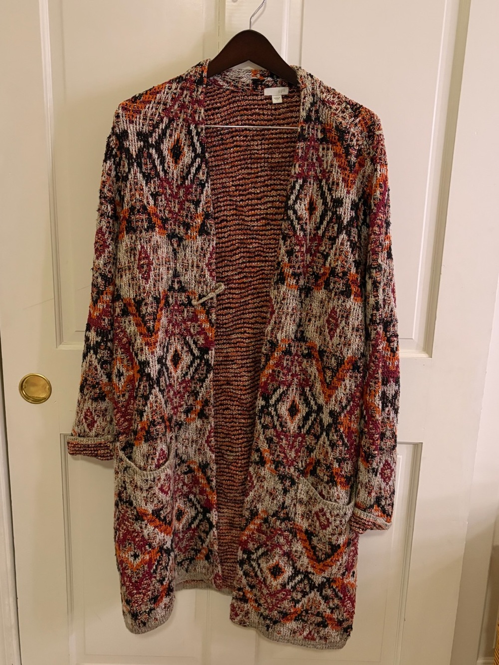 J. Jill Luxurious Plum Multi Jacquard Tapestry Cardigan